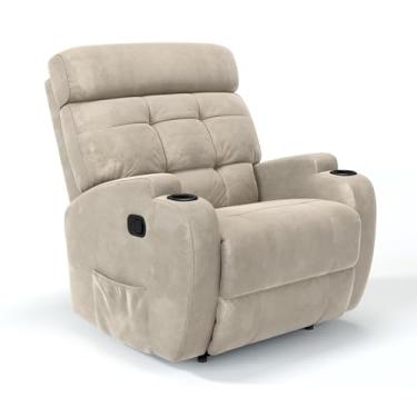 Imagem de Poltrona do Papai Reclinável Manual em Tecido Suede com Massageador