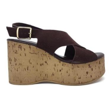 Imagem de Sandália Anabela Plataforma Bottero Camurça Tira Cruzada-Feminino