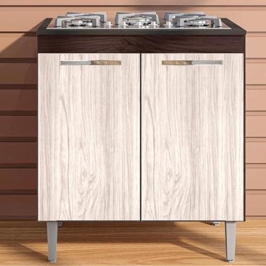 Imagem de Balcão para Cooktop 4 Bocas Catarina 2 Portas Castanho/Avelã - Ajl Móveis