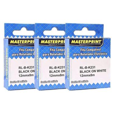 Imagem de Fita para Rotulador MK231 12mmX8m Branca 3 Unidades - Masterprint