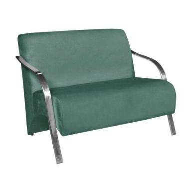 Imagem de Poltrona Namoradeira Vênus Braço Alumínio Tecido Turquesa - D SALLA