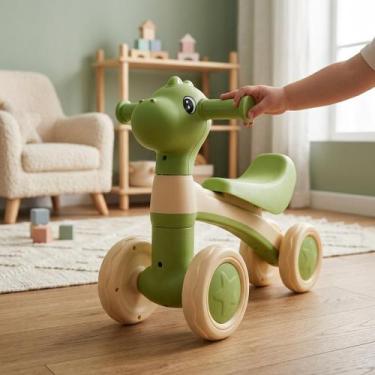 Imagem de Bicicleta Infantil Bike Equilíbrio Dino 4 Rodas com Luz e Som Motoca d