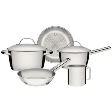 Imagem de Jogo de Panelas Tramontina Inox Fundo Triplo 5 Peças Allegra, Inox, 5