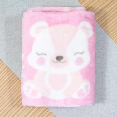 Imagem de Cobertor Antialérgico para Bebê Estampadinho Ursinha Maya Rosa Claro -