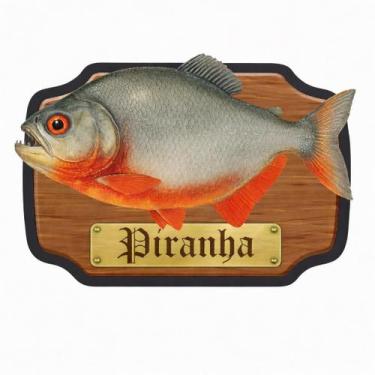 Imagem de Placa Quadro Decoração MDF 3D Peixes do Brasil - Piranha - KF IMPORTS