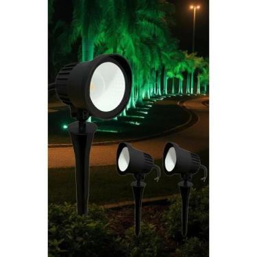 Imagem de Luminária Espeto Jardim Verde 7W COB Bivolt - Kit 3 - Congratulations 