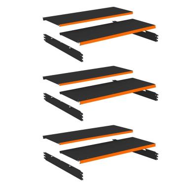 Imagem de Kit 3 Bandeja Gondola Rack FIT Preto 6X 30x90 CH22 Pe Laranj