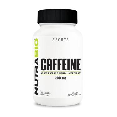 Imagem de Suplemento NutraBio em cápsulas de cafeína 100% pura (250 cápsulas)-Unissex