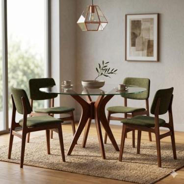 Imagem de Mesa de Jantar 4 Lugares Redonda Vidro 110cm Pampa - Móveis James