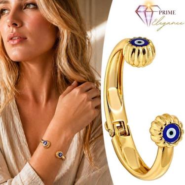 Imagem de Bracelete Olho Grego Pulseira Nazar Feminino Dourado - GRANADO ACESSÓR
