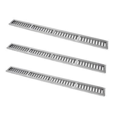 Imagem de Kit 3 Ralo Grelha Linear 7113X3GDA Captação de Aguas Pluviais Alumínio Escovado Prata GDA Industria e Distribuidora