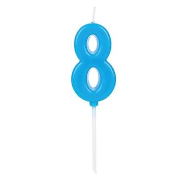 Imagem de Vela de Aniversário Número 8 Azul 4,5 cm Silver Plastic