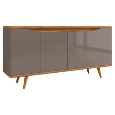 Imagem de Balcão Buffet 50454 4 Portas 2 Prateleiras MDP e MDF 160CM Cinza Pérola Cedro Casa D Móveis