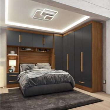 Imagem de Quarto Modulado Casal Completo 4 Peças 5 Portas 4 Gavetas com Maleiro 