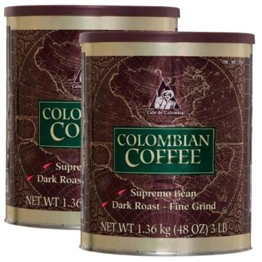 Imagem de Café colombiano Supremo em grão, torra escura, moagem fina, 1,36 kg - 