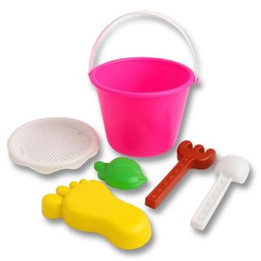 Imagem de Kit Brinquedo Com Moldes Forminhas Baldinho de Praia Rosa Infantil Com