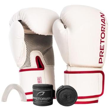 Imagem de Kit Luva De Boxe Muay Thai First FX2 Bandagem Bucal Pretorian, Branco,