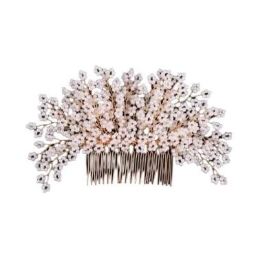 Imagem de Tiara De Cristal Dourado Com Pérolas Para Mulheres, Acessórios De Cabe