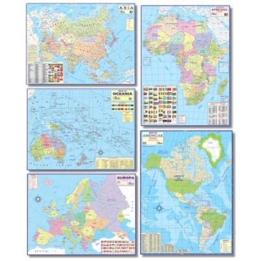 Imagem de Mapas Dos Continentes Do Mundo -Dobrado - Africano - Europeu - América
