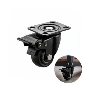 Imagem de Rodizio Giratório Roda de 40mm Com Rolamento E Freio Duplo Preto - Col