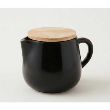 Imagem de Leiteira Tico 500ml em Porcelana com tampa Pinus Branca/Preto Cor:Pret