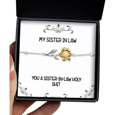 Imagem de SpreadPassion Bracelete de girassol fofo Sister in Law, You A Sister-in-Law Holy Shit, presentes para irmã, presente de irmã, para irmã na lei