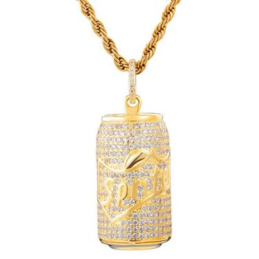 Imagem de WDLWUJIN Colar, garrafa de refrigerante de cristal hip hop, com joias de aço inoxidável/ouro/50 cm