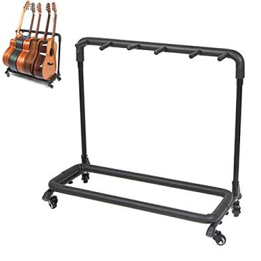 Imagem de Yajun Suporte de guitarra acústica 3/5 peças suporte para guitarra estável com vários monitores dobráveis universais, suportes para rack de instrumentos musicais, 5