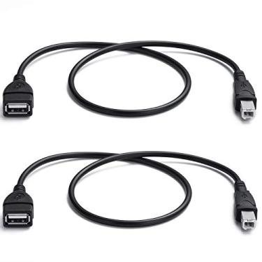 Imagem de YOUOWO Pacote com 2 cabos USB 2.0 A fêmea para USB B macho para cabos de conexão extensores de impressora, cabos USB_A/F-USB_B/M (cabos USB_A-USB_B preto)