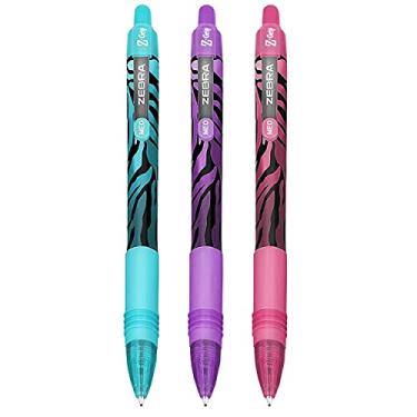 Imagem de Caneta esferográfica Zebra Z-Grip Smooth – 1,0 mm – Chama Funky – barril listrado – 1 de cada – azul, rosa, violeta – pacote com 3