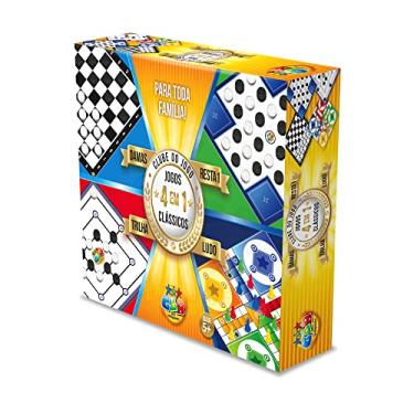 Imagem de Jogo de Tabuleiro 4 Jogos em 1 Damas, Trilha, Ludo e Resta 1, GGB Plast, Multicor, 1045