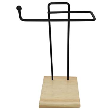 Imagem de Porta Toalha Rosto Toalheiro de Madeira e Metal com Acabamento Preto Fosco