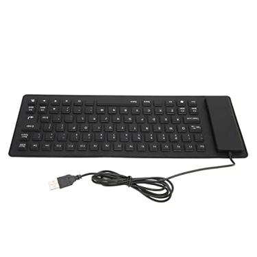 Imagem de Teclado de silicone dobrável silencioso com fio 85 teclas à prova d'água dobrável à prova de poeira dobrável teclado de silicone para PC