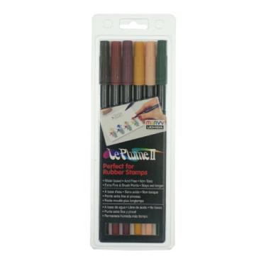 Imagem de Uchida Of America Pincel principal Le Plume II de 6 peças com ponta dupla e conjunto de materiais de arte de ponta fina, 6