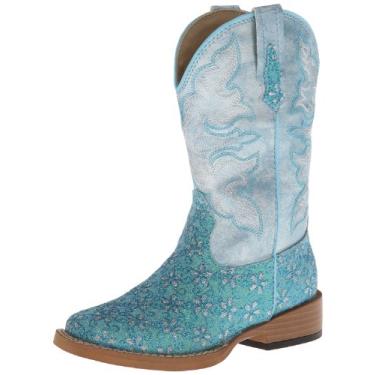 Imagem de ROPER Botas casuais para meninas com glitter brisa embutida, bico quadrado, cano médio - marrom, Turquesa, 8 Toddler