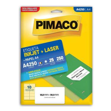 Imagem de Etiqueta inkjet/laser A4250 com 25 folhas Pimaco