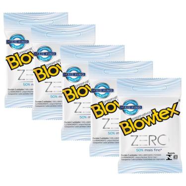 Imagem de Kit 5 Pacotes Preservativo Blowtex Zero C/ 3 Unidades Cada