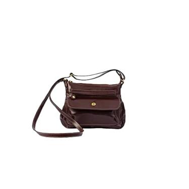 Imagem de Bolsa Transversal Feminina Selma, Bolsa Tiracolo em Couro Legitimo, Alças Ajustáveis - Betania Couros (Café)