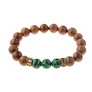 Imagem de Pulseira de ioga de contas de madeira natural de 10 mm masculina elástica budista oração pulseira de buda joia - estilo 23, Cristal