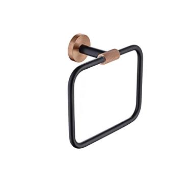 Imagem de Anel de toalha de ouro escovado montado na parede suporte de toalha redondo cabide acessórios de armazenamento cozinha banheiro acessórios preto fosco, anel quadrado RGB