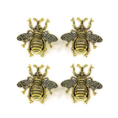 Imagem de ZTie Puxadores de gaveta de armário de abelhas conjunto de 4 para decorações naturais de móveis para casa decoração de banheiro puxadores de cômoda presente de inauguração