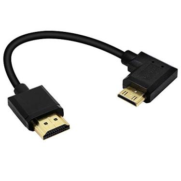 Imagem de Cabo curto Mini HDMI para HDMI de 15 cm, ângulo reto de 90 graus de alta velocidade Mini HDMI macho para HDMI 2.0 macho suporta 4 k@ 60 Hz YOUCHENG, para Raspberry Pi, tablet, câmera etc. (R)