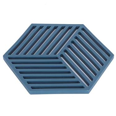 Imagem de Almofada de talheres, tapete de mesa, TPR inovador e durável, cafés práticos para cozinhas domésticas (faixa hexagonal azul)