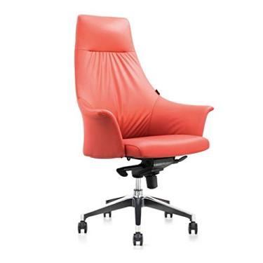 Imagem de Cadeira de escritório de couro, cadeira executiva giratória de altura ajustável, cadeira de computador doméstico durável e estável com encosto alto (cor: vermelho) (cinza) The New