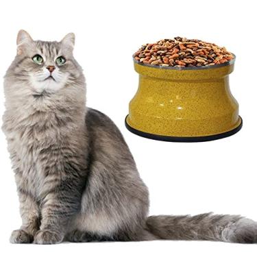 Imagem de Comedouro Alto Gatos Aluminio Medio Amarelo Pigmentado Pet