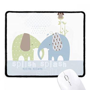 Imagem de Mousepad Splash Elephant Blue Green Rain Tapete com borda costurada para jogos