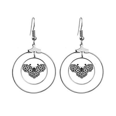 Imagem de Brincos de borboleta com asas florais com argola pendurada, joia circular