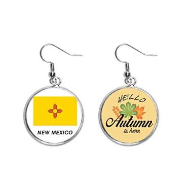 Imagem de Brinco de folha de outono com contorno da bandeira do estado americano do Novo México