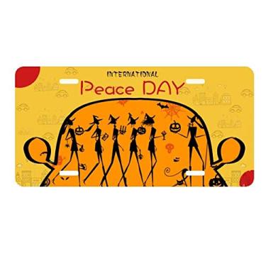 Imagem de DIYthinker Placa de carro com estampa de bruxa longa de Halloween para decoração de carro Dia da Paz