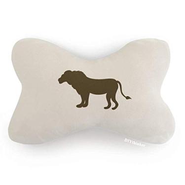 Imagem de DIYthinker Almofada de apoio de cabeça para decoração de pescoço com desenho de animal de leão preto